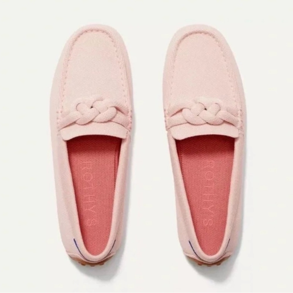 Rothy's Pink Braided Driving Loafers